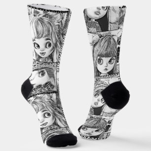 Meine Lieblings-Schwarz-Weiß-Patchwork-Puppen Socken