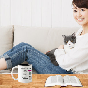 Meine Lieblingsdinge Bücher, Katzen, Kaffee Zweifarbige Tasse