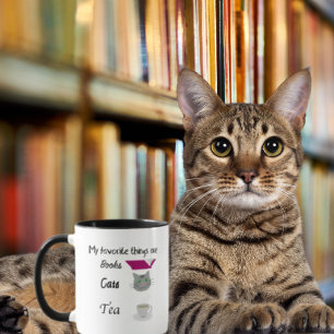 Meine Lieblingsdinge sind Bücher, Katzen und Tee Tasse
