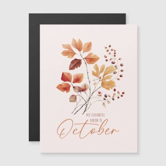 Meine Lieblingsfarbe ist Oktober - Herbstblätter & Magnetkarte (Vorne/Hinten)