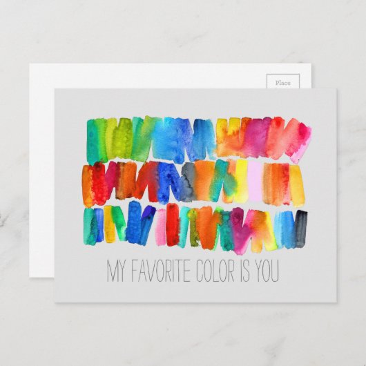 Meine Lieblingsfarbe ist Regenbogenkunst Postkarte (Vorne/Hinten)