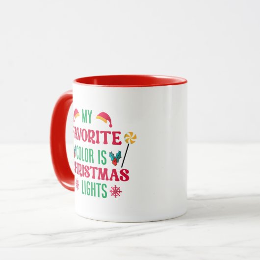 Meine Lieblingsfarbe ist Weihnachtslicht Tasse (Vorderseite Links)