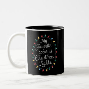Meine Lieblingsfarbe sind Weihnachtslichter Xmas F Zweifarbige Tasse