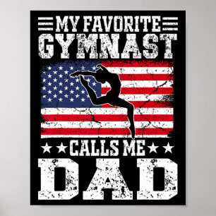 Meine Lieblingsgymnastin nennt mich Vater Usa Flag Poster