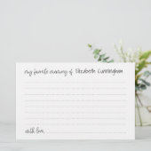 Meine LieblingsMemory-Beerdigung Moderne Gedächtni Briefpapier (Stehend Vorderseite)