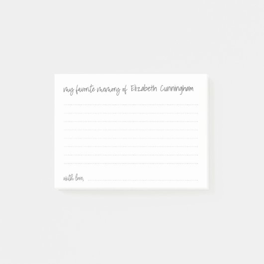 Meine LieblingsMemory-Beerdigung Moderne Gedächtni Post-it Klebezettel (Vorderseite)