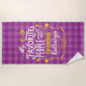 Meine Lieblingsmenschen nennen mich Oma Lila Gingh Strandtuch (Vorderseite)