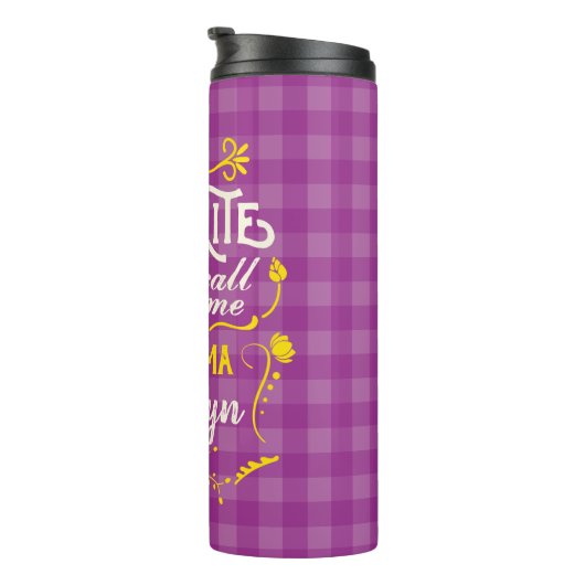 Meine Lieblingsmenschen nennen mich Oma Lila Gingh Thermosbecher (Nach rechts gedreht)