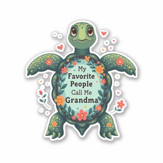 Meine Lieblingsmenschen nennen mich Oma Turtle - O Aufkleber (Vorderseite)