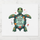 Meine Lieblingsmenschen nennen mich Oma Turtle - O Schaumweinetikett (Einzelnes Label)