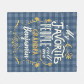 Meine Lieblingsmenschen nennen mich Opa Blue Gingh Fleecedecke (Vorderseite (Horizontal))