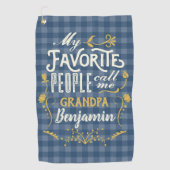 Meine Lieblingsmenschen nennen mich Opa Blue Gingh Golfhandtuch (Vorderseite)