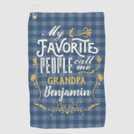 Meine Lieblingsmenschen nennen mich Opa Blue Gingh Golfhandtuch