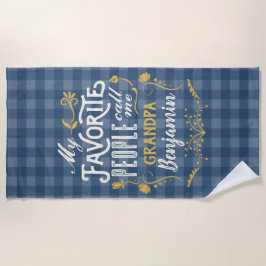 Meine Lieblingsmenschen nennen mich Opa Blue Gingh Strandtuch