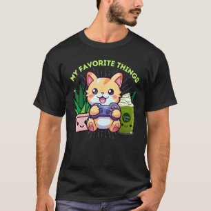 Meine Lieblingssachen Gamer-Katze Pflanzen Matcha T-Shirt