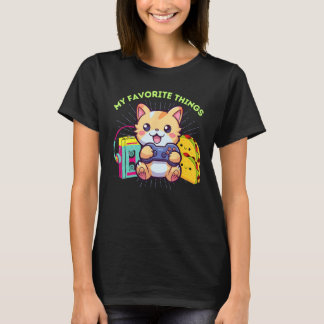Meine Lieblingsspiele Cat Tacos The 80er Gamer T-Shirt