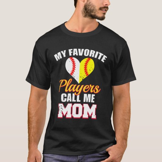 Meine Lieblingsspieler nennen mich Mama Baseball S T-Shirt (Vorderseite)
