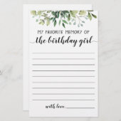 Meine liebste Erinnerung an das Geburtstagskind (Vorne/Hinten)