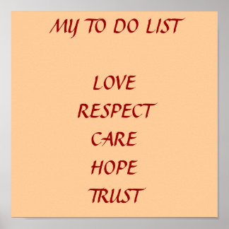 MEINE LISTE LIEBE ACHTEN PFLEGEVERTRAUEN POSTER