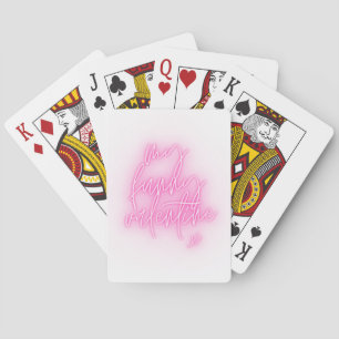 Meine lustige Valentine spielt Karten Spielkarten