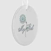 Meine Mädchen-aquamarine Blume Ornament (Vorderseite)