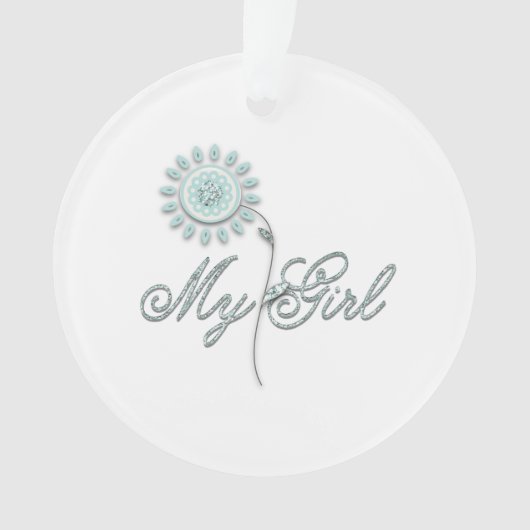 Meine Mädchen-aquamarine Blume Ornament (Vorderseite)
