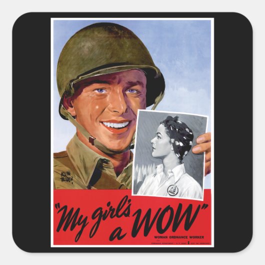 Meine Mädchen sind ein Wow Quadratischer Aufkleber (Vorderseite)