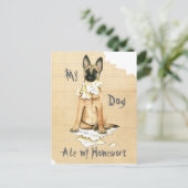 Meine Malinois Ate Meine Hausaufgaben Postkarte (Stehend Vorderseite)