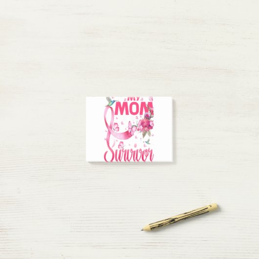 Meine Mama ist ein überlebendes Brustkrebsbewussts Post-it Klebezettel (Auf Schreibtisch)