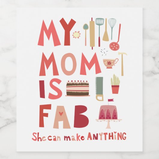 Meine Mama ist Fab Weinetikett (Einzelnes Label)