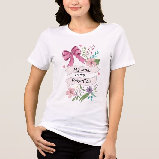 "Meine Mama ist mein Paradies" Tragen Sie Ihr Herz Tri-Blend Shirt (Vorderseite)