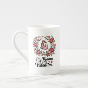 Meine Mama ist meine Valentinsgruß-Blumenkranz-Ill Porzellantasse
