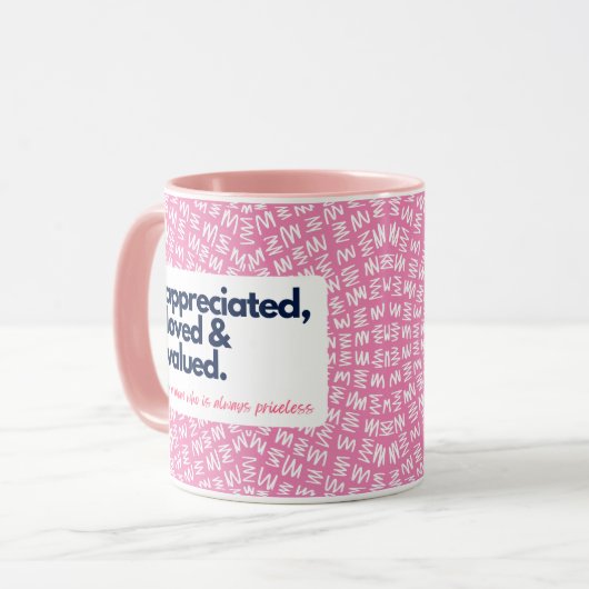 Meine Mama ist unschätzbar, liebevoll und wertvoll Tasse (Vorderseite Links)