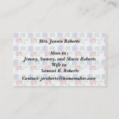 Meine Mama setzt Business Calling Card Hausfahrrad Telefonnummerkarte (Rückseite)