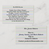 Meine Mama setzt Calling Card-Spaß-Streifen fort Telefonnummerkarte (Vorne/Hinten)