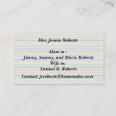 Meine Mama setzt Calling Card-Spaß-Streifen fort Telefonnummerkarte (Rückseite)