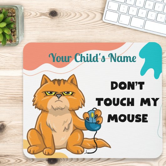 "Meine Maus nicht Touch" Katze mit Maus Personalis Mousepad