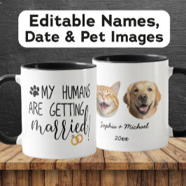 Meine Menschen heiraten Custom Couple & Pets Tasse