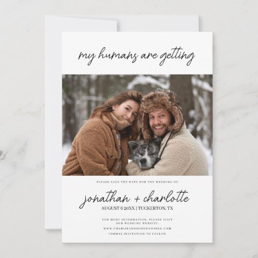 Meine Menschen heiraten gerne einen lustigen Hund  Save The Date (Vorderseite)