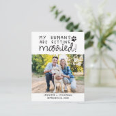 Meine Menschen heiraten Hund und Foto Save the Dat Ankündigungspostkarte (Stehend Vorderseite)