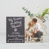 Meine Menschen heiraten rustikale Hunde Hochzeit Save The Date (Stehend Vorderseite)
