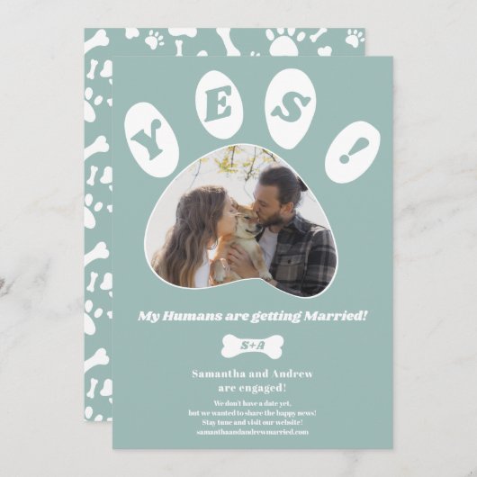 Meine Menschen heiraten Verlobung Pfote Foto Ankündigung (Vorne/Hinten)