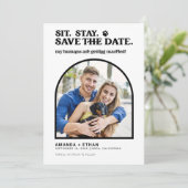Meine Menschen werden heiraten, wenn der Hund Hoch Save The Date (Stehend Vorderseite)