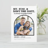 Meine Menschen werden heiraten, wenn der Hund Hoch Save The Date (Stehend Vorderseite)