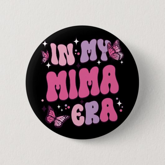 Meine Mima Era Funny Butterfly Groovy Retro Mütter Button (Vorderseite)