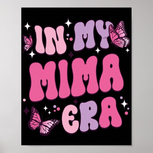 Meine Mima Era Funny Butterfly Groovy Retro Mütter Poster (Vorne)