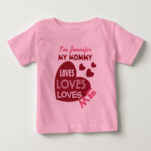 Meine MOMMY Lieben Me Red Hearts Custom Text V05 Baby T-shirt (Vorderseite)