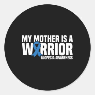 Meine Mutter ist eine Kriegerin Blue Ribbon Alopec Runder Aufkleber