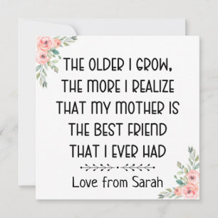 meine Mutter ist meine beste Freundin, sentimental Feiertagskarte