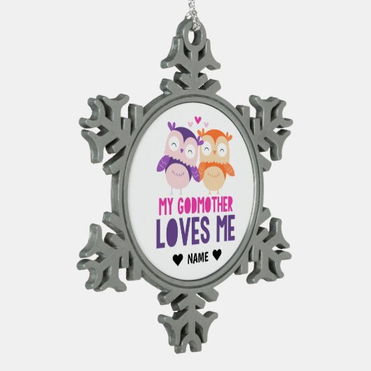 Meine Mutter Liebe Ich - Eule Schneeflocken Zinn-Ornament (Links)